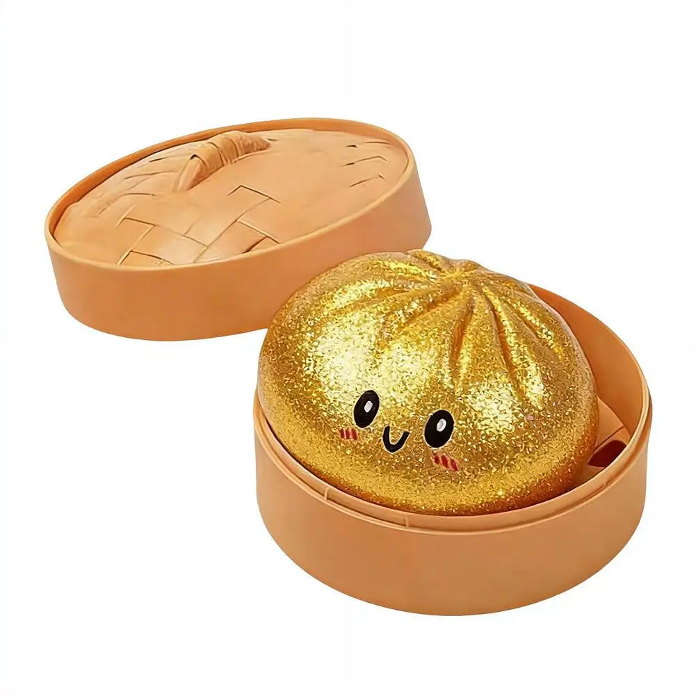Delightful Realistic Giant Dumpling Squeeze Toy with Bamboo Steamer - Perfect Decompression Fidget Toy and Creative Gift
