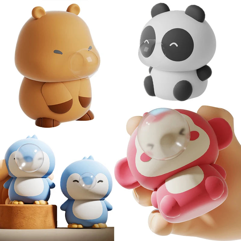 Cute Kapibala Animal Spitting Bubbles Squish Squeeze Toy Anxiety Stress Relief Sensory Antistress Toys for Adults Kids Toys Gift