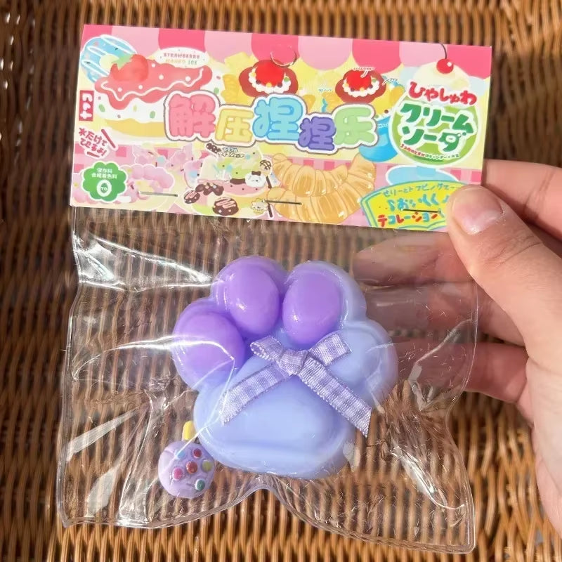Cat Paw Mochi Taba Silicone Slow Rebound Pinch Decompression Toy Squishy Fidget Toy Cute Plush Cat Paw Stress Release Vent Toy