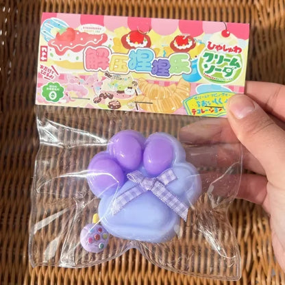 Cat Paw Mochi Taba Silicone Slow Rebound Pinch Decompression Toy Squishy Fidget Toy Cute Plush Cat Paw Stress Release Vent Toy