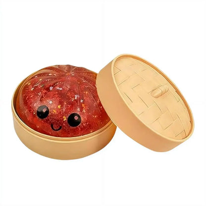 Delightful Realistic Giant Dumpling Squeeze Toy with Bamboo Steamer - Perfect Decompression Fidget Toy and Creative Gift