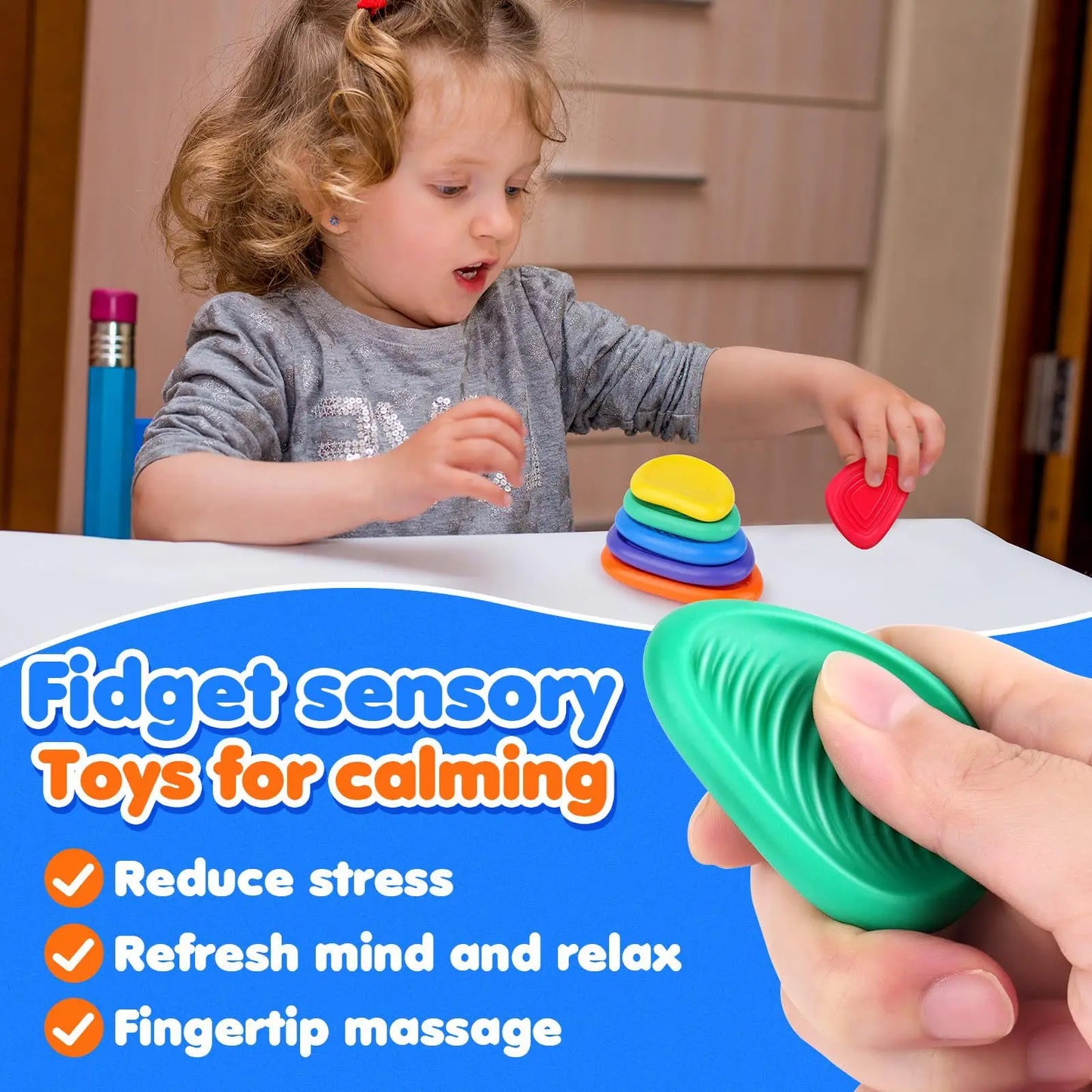 NEW Sensory Stone Color Box Fidget Box Tactile Stones Relieve Decompression Calming Stress Relax Mind Fidget Stress Relief Toys
