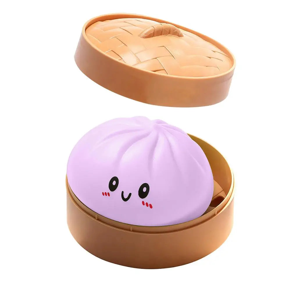 Delightful Realistic Giant Dumpling Squeeze Toy with Bamboo Steamer - Perfect Decompression Fidget Toy and Creative Gift