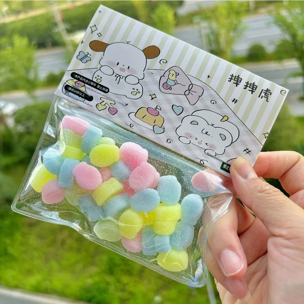 50Pcs Mini Cat Paw Taiyaki Squishy Toy - Stress Relief Fidget Sensory Toys for Kids Adults, Anti-Anxiety Squeeze Squishies Gift