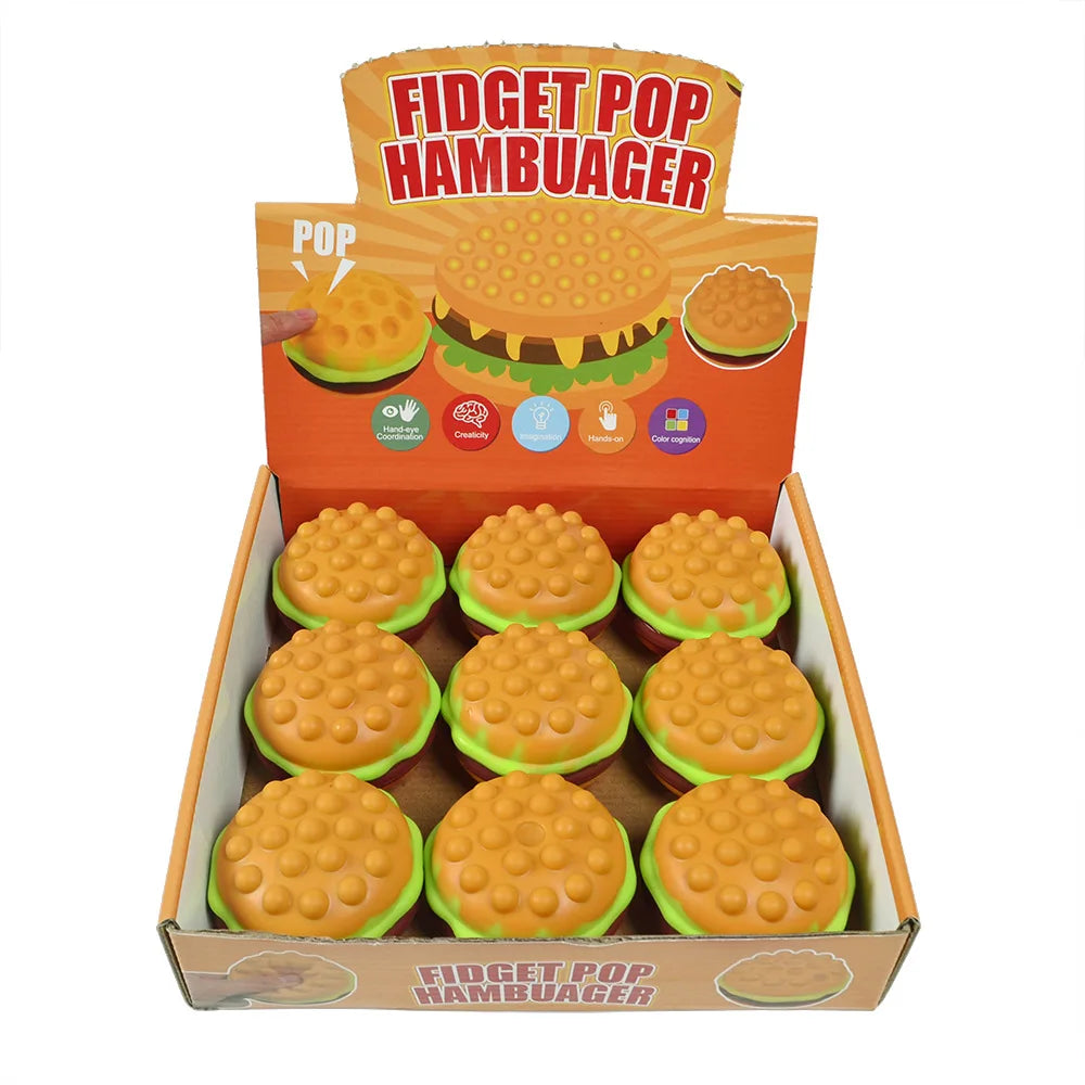 New Hamburger Squishy Fidget Toy Press Bubble Decompression Ball Stress Relief Squishies Doll Stress Busting Kids Gift