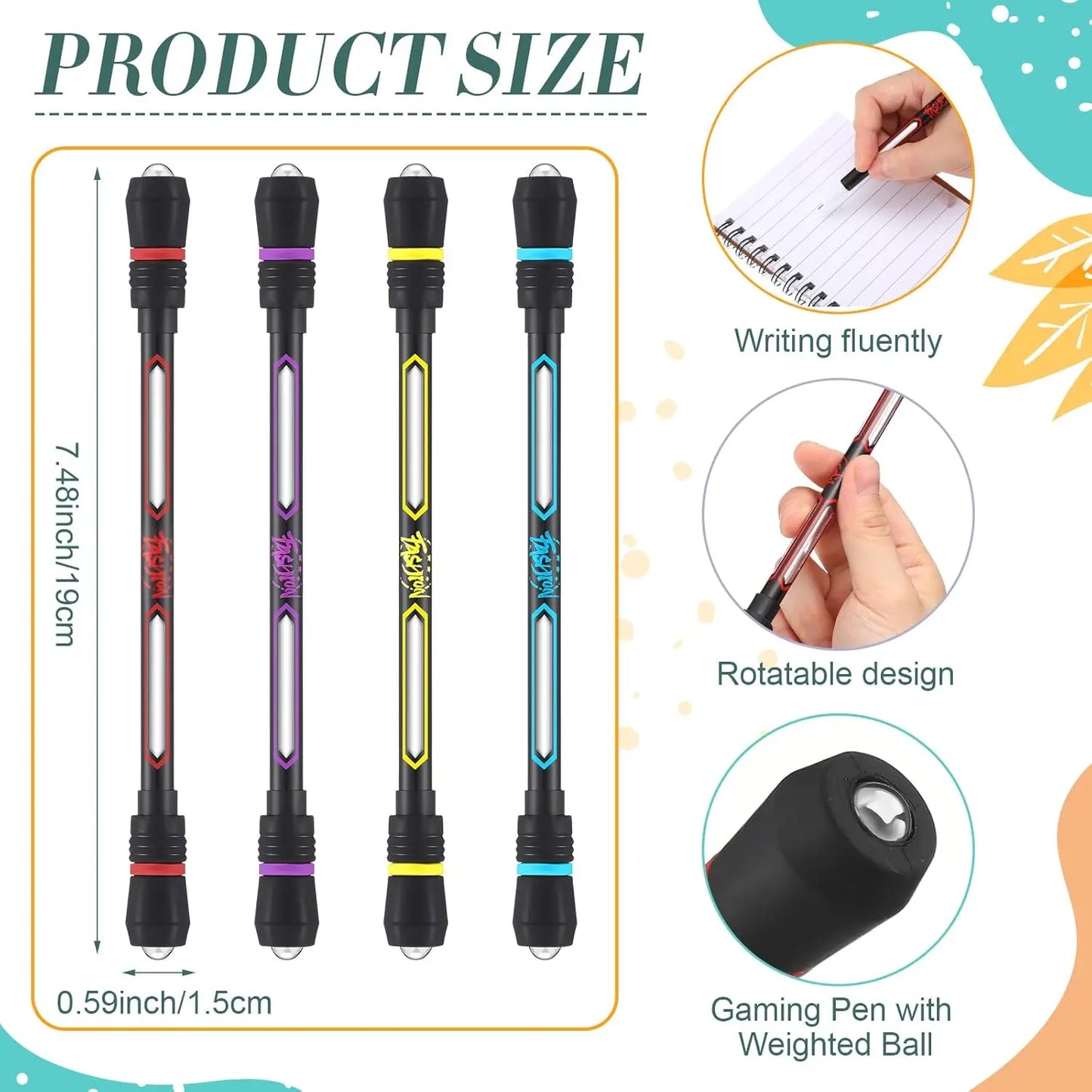4/1Pcs Stress Relief Spinner Pen Adult Kids Antistress Spinning Pen Fidget Spinner Anti-Slip Hand Spinner Stress Toy Ballpoint