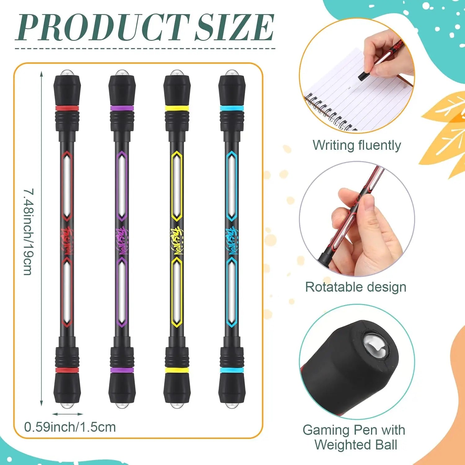4/1Pcs Stress Relief Spinner Pen Adult Kids Antistress Spinning Pen Fidget Spinner Anti-Slip Hand Spinner Stress Toy Ballpoint