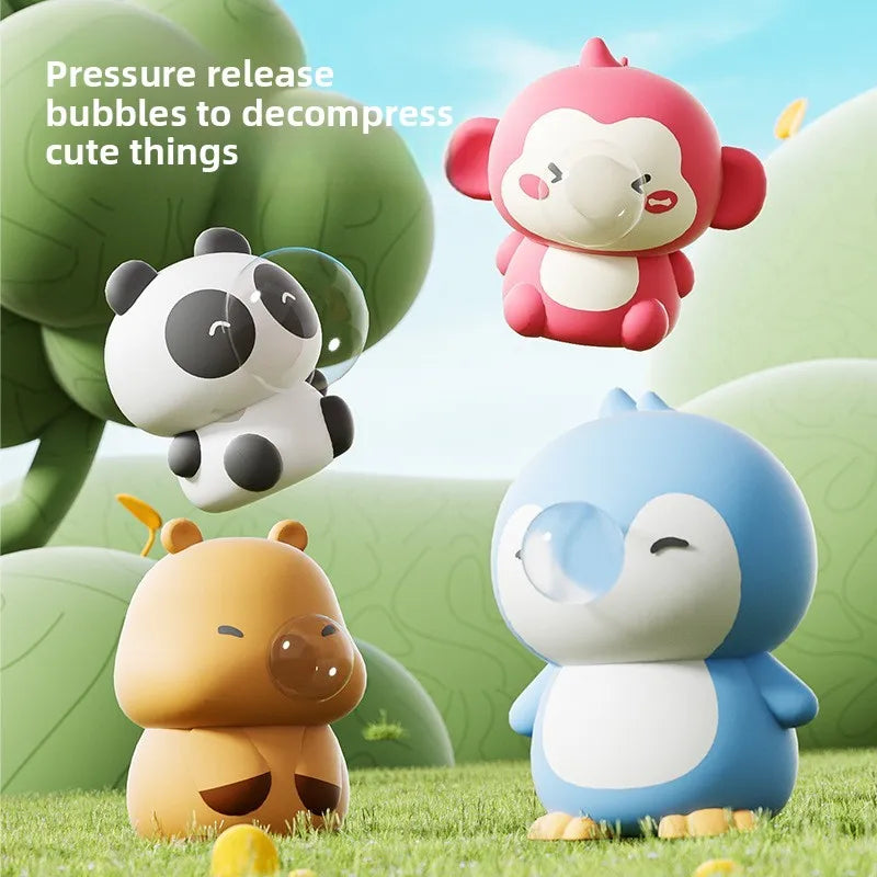 Cute Kapibala Animal Spitting Bubbles Squish Squeeze Toy Anxiety Stress Relief Sensory Antistress Toys for Adults Kids Toys Gift