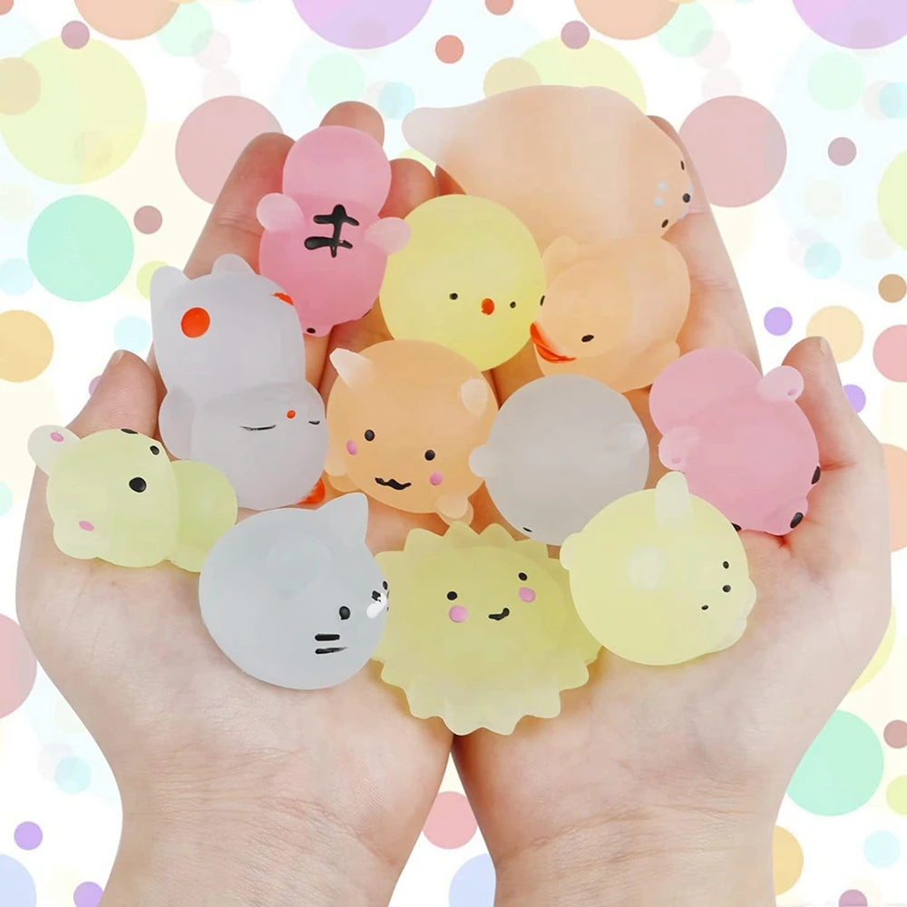 12/36PCS for Kids Kawaii Animals Squishies Mochi Squishy Toys Glow in the Dark Party Favors Stress Relief Squishy