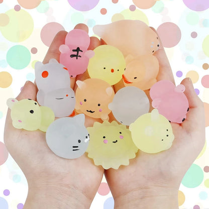 12/36PCS for Kids Kawaii Animals Squishies Mochi Squishy Toys Glow in the Dark Party Favors Stress Relief Squishy