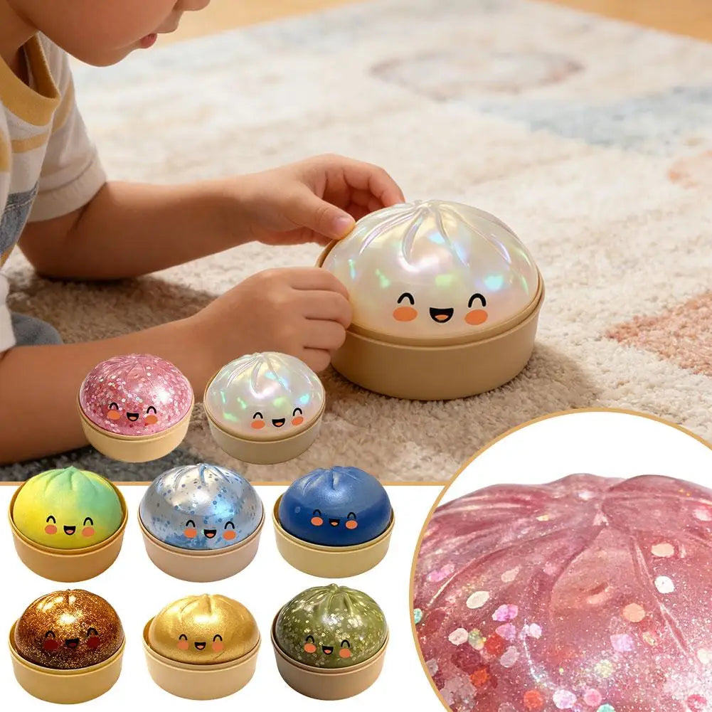 Delightful Realistic Giant Dumpling Squeeze Toy with Bamboo Steamer - Perfect Decompression Fidget Toy and Creative Gift