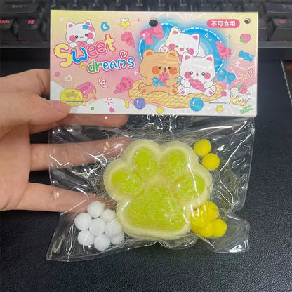 Cat Paw Mochi Taba Silicone Slow Rebound Pinch Decompression Toy Squishy Fidget Toy Cute Plush Cat Paw Stress Release Vent Toy