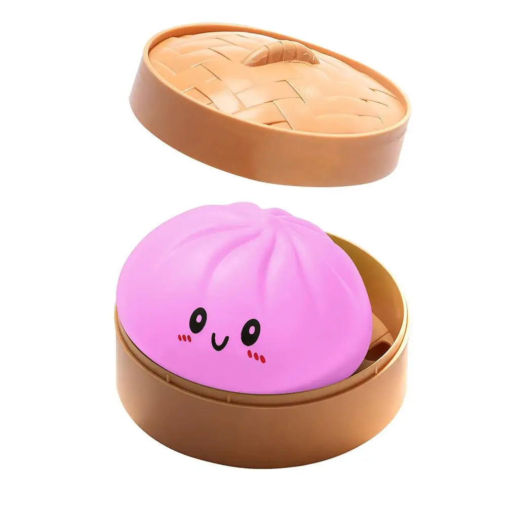 Delightful Realistic Giant Dumpling Squeeze Toy with Bamboo Steamer - Perfect Decompression Fidget Toy and Creative Gift