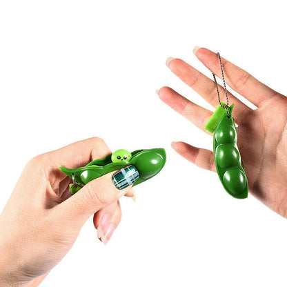 New Bean Keychain, Stress-Relief Squeeze Toy, Boredom Buster, Locking-Clasp Squeeze Fidget, Legumes Design