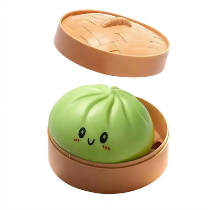 Delightful Realistic Giant Dumpling Squeeze Toy with Bamboo Steamer - Perfect Decompression Fidget Toy and Creative Gift