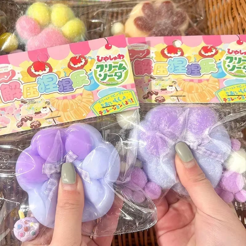 Cat Paw Mochi Taba Silicone Slow Rebound Pinch Decompression Toy Squishy Fidget Toy Cute Plush Cat Paw Stress Release Vent Toy