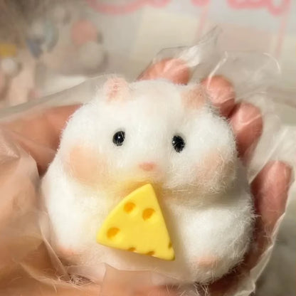 Taba Squishy Toy Mushy Silicone Mochi Toy Fuzzy Cute Hamster Handmade NEW Fidget Toy Relief Stress Relax Gift