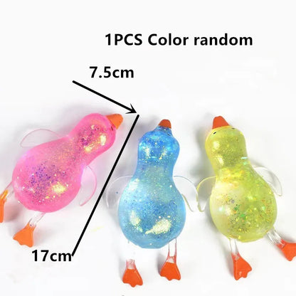Maltose Colorful Aurora Duck Squeeze Toy Soft Cute Animal Stress Relief Decompression Stretch Toy for Adults and Children Gift