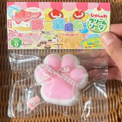 Cat Paw Mochi Taba Silicone Slow Rebound Pinch Decompression Toy Squishy Fidget Toy Cute Plush Cat Paw Stress Release Vent Toy