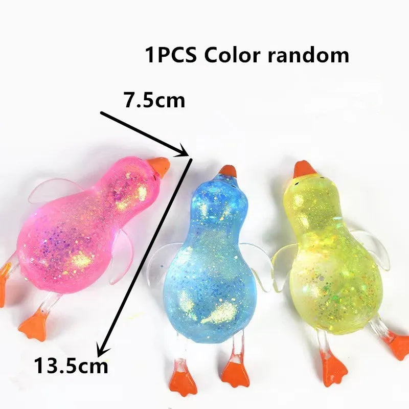 Maltose Colorful Aurora Duck Squeeze Toy Soft Cute Animal Stress Relief Decompression Stretch Toy for Adults and Children Gift