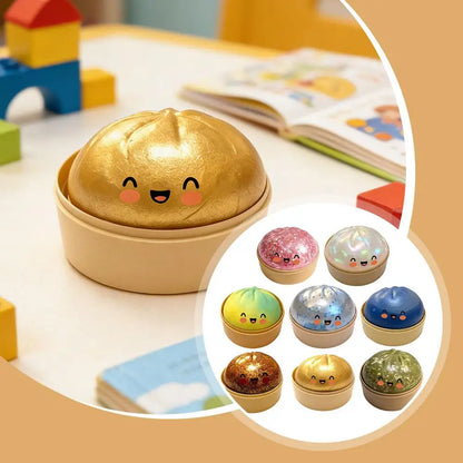 Delightful Realistic Giant Dumpling Squeeze Toy with Bamboo Steamer - Perfect Decompression Fidget Toy and Creative Gift