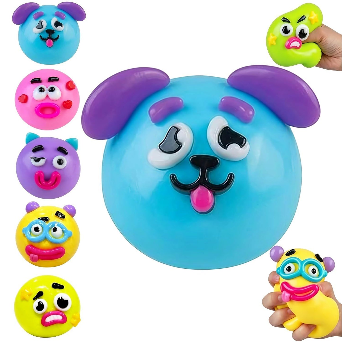 Unleash Laughter with the Funny Dog Face Rainbow Pinch Toy - Your Ultimate Stress Reliever!