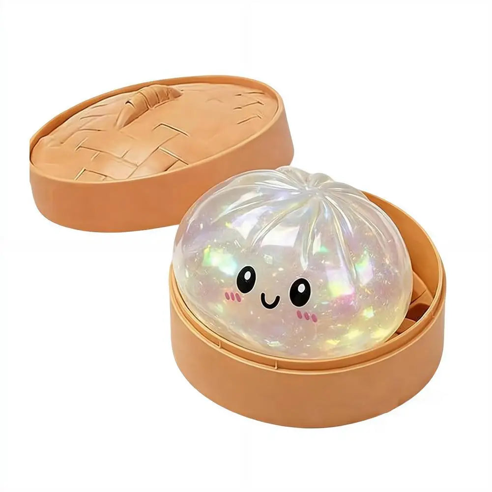 Delightful Realistic Giant Dumpling Squeeze Toy with Bamboo Steamer - Perfect Decompression Fidget Toy and Creative Gift