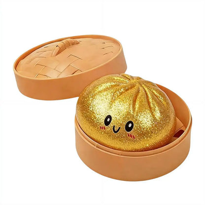 Delightful Realistic Giant Dumpling Squeeze Toy with Bamboo Steamer - Perfect Decompression Fidget Toy and Creative Gift