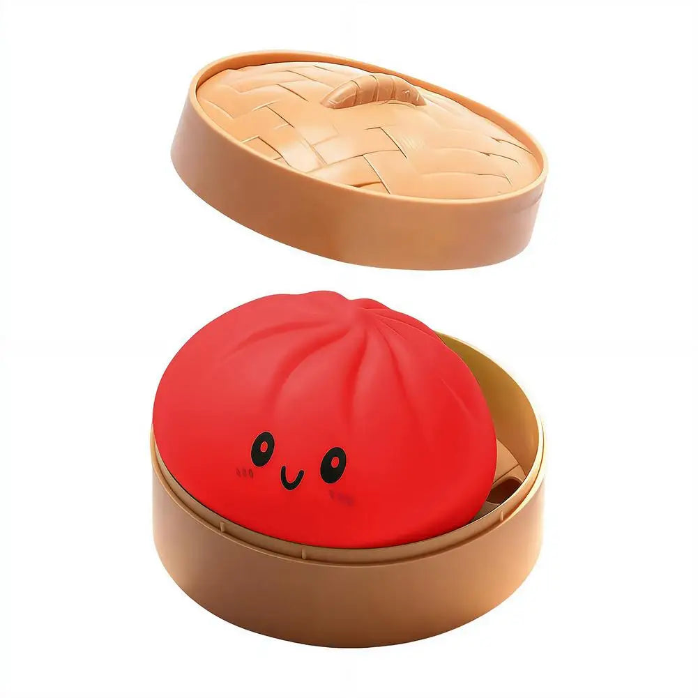 Delightful Realistic Giant Dumpling Squeeze Toy with Bamboo Steamer - Perfect Decompression Fidget Toy and Creative Gift