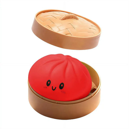 Delightful Realistic Giant Dumpling Squeeze Toy with Bamboo Steamer - Perfect Decompression Fidget Toy and Creative Gift