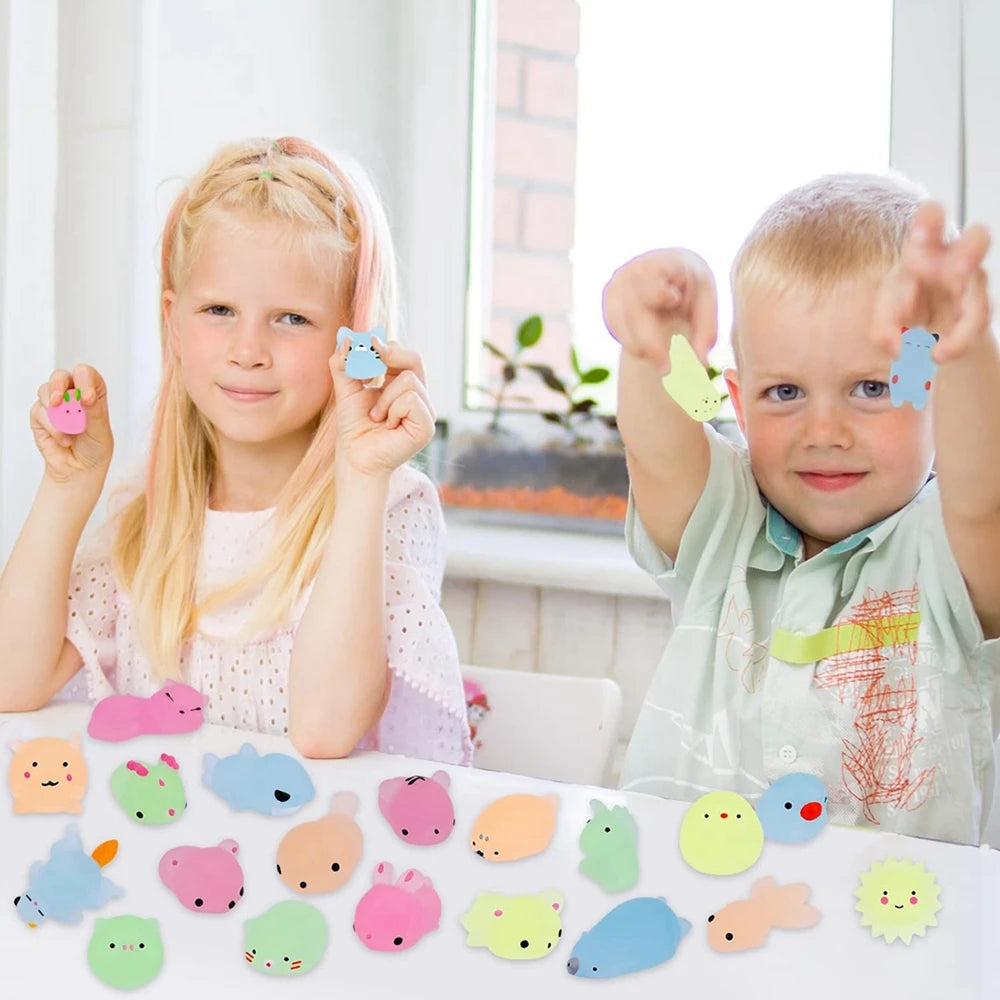 12/36PCS for Kids Kawaii Animals Squishies Mochi Squishy Toys Glow in the Dark Party Favors Stress Relief Squishy