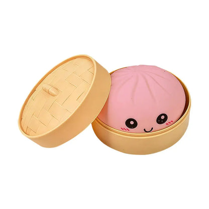 Delightful Realistic Giant Dumpling Squeeze Toy with Bamboo Steamer - Perfect Decompression Fidget Toy and Creative Gift
