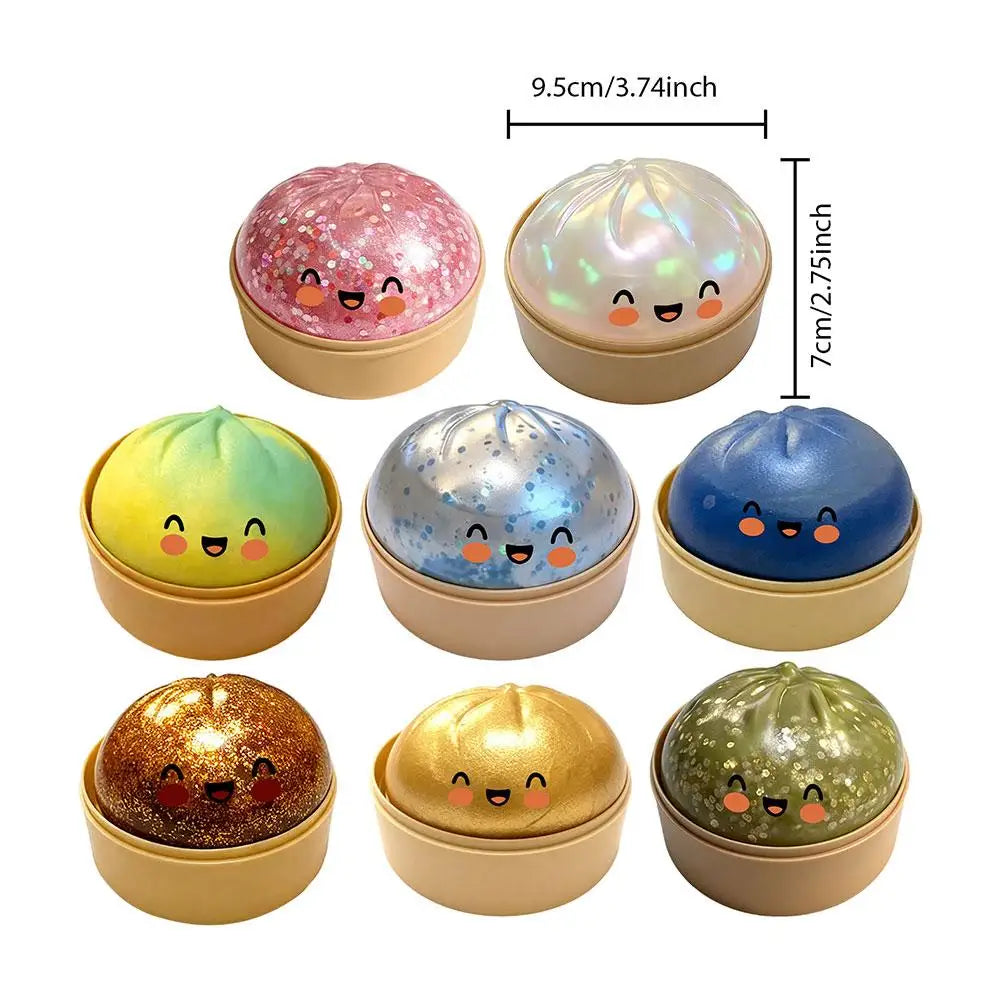 Delightful Realistic Giant Dumpling Squeeze Toy with Bamboo Steamer - Perfect Decompression Fidget Toy and Creative Gift
