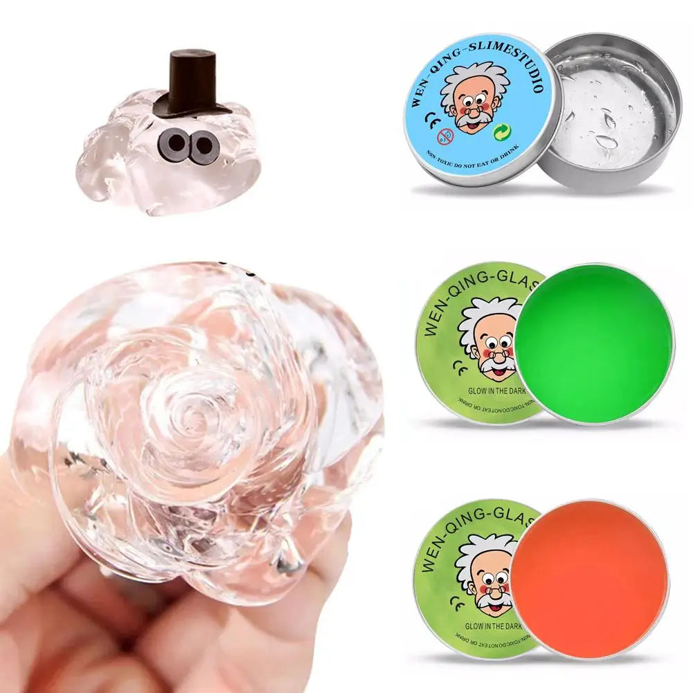 Lab Putty Crystal Clear Glass (1 Pack) Best Thinking Smart Crazy Stress Putty with Tin, Sensory & Bouncing Toy