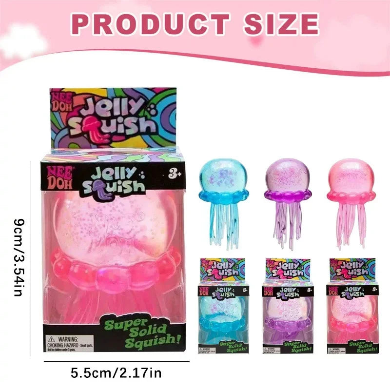 Needoh Fuzz Ball Jellyfish Squishy Blind Box Random Color Soft Stress Relief Toy Cute Relaxing Squeeze Sensory Toy